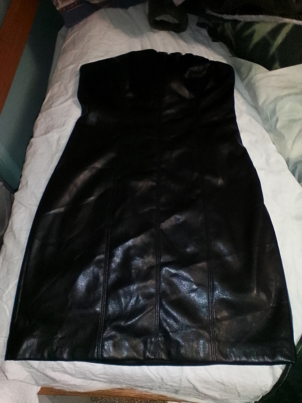 Nordstrom Black Strapless Faux Leather Dress - Picture 4 of 5
